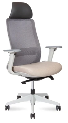 Кресло для руководителя Norden Комо грэй беж / Como grey beige H6301-1-18 серая сетка, бежевая ткань, сиденье слайдер