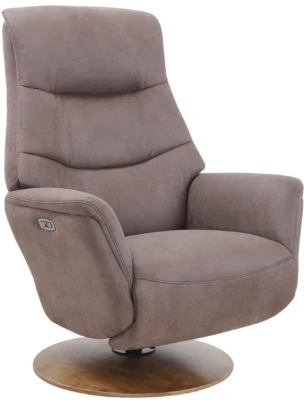 Релакс кресло FALTO Релакс Электро / Electro ZERO-4106-482-02-029 Taupe 482-02 / 029 WALNUT искуственный нубук, основание дерево темный орех 029, коричневая ткань