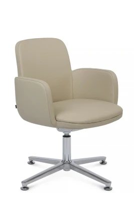 Кресло для переговорной Riva Design Шарм-СТ / Charm-ST C2512 светло-серая кожа