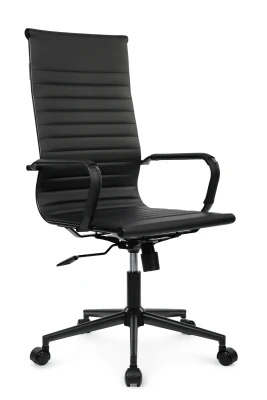 Кресло для руководителя Хьюго / Hugo RCH 6002-1SEB черная экокожа, черная крестовина