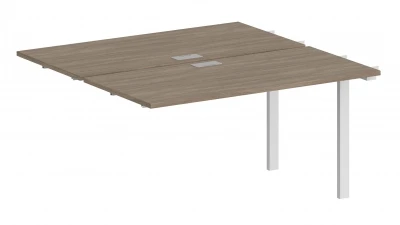 Секция  для рабочей станции 3200х1238х750 (бенч 2-х местный face-to-face) / профиль 60х30 белый, столешницы дуб темный